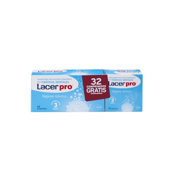 LACERPRO PACK COMPRIMIDOS LIMPIADORES PROTESIS DENTALES 64 + 32 COMPRIMIDOS