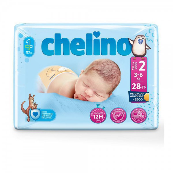 Chelino Pañal T-2. Recién Nacido. De 3 A 6 Kg. Bsa. 28 U.