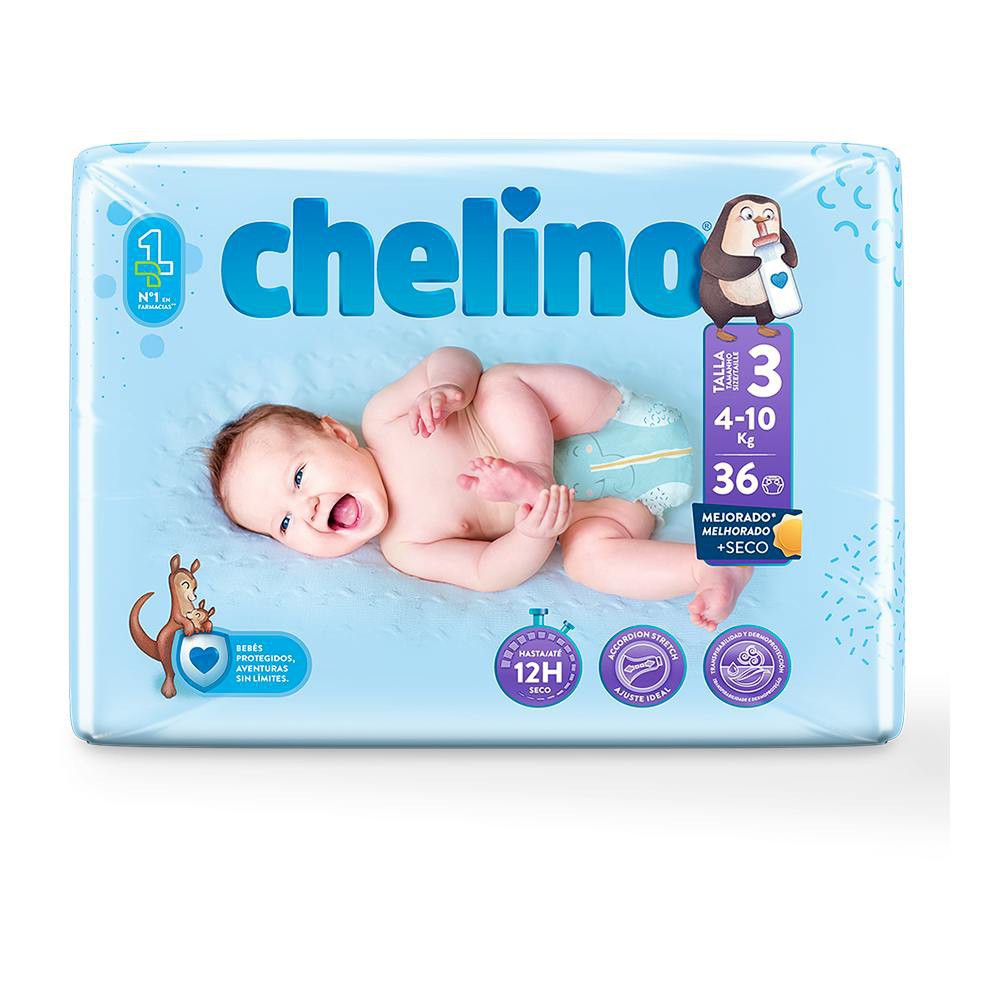 Chelino Pañal T-3. Tumbado. De 4 A 10 Kg. Bsa....