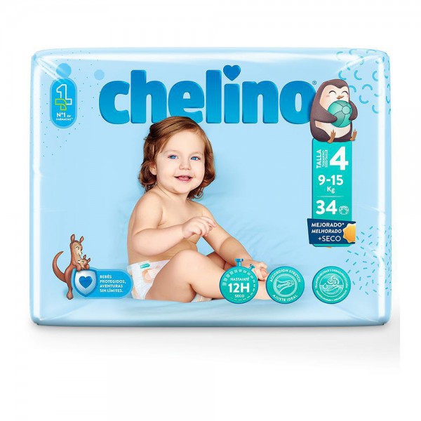 Chelino Pañal T-4 Gateo. De 9 A 15 Kg. Bsa. 34 U.