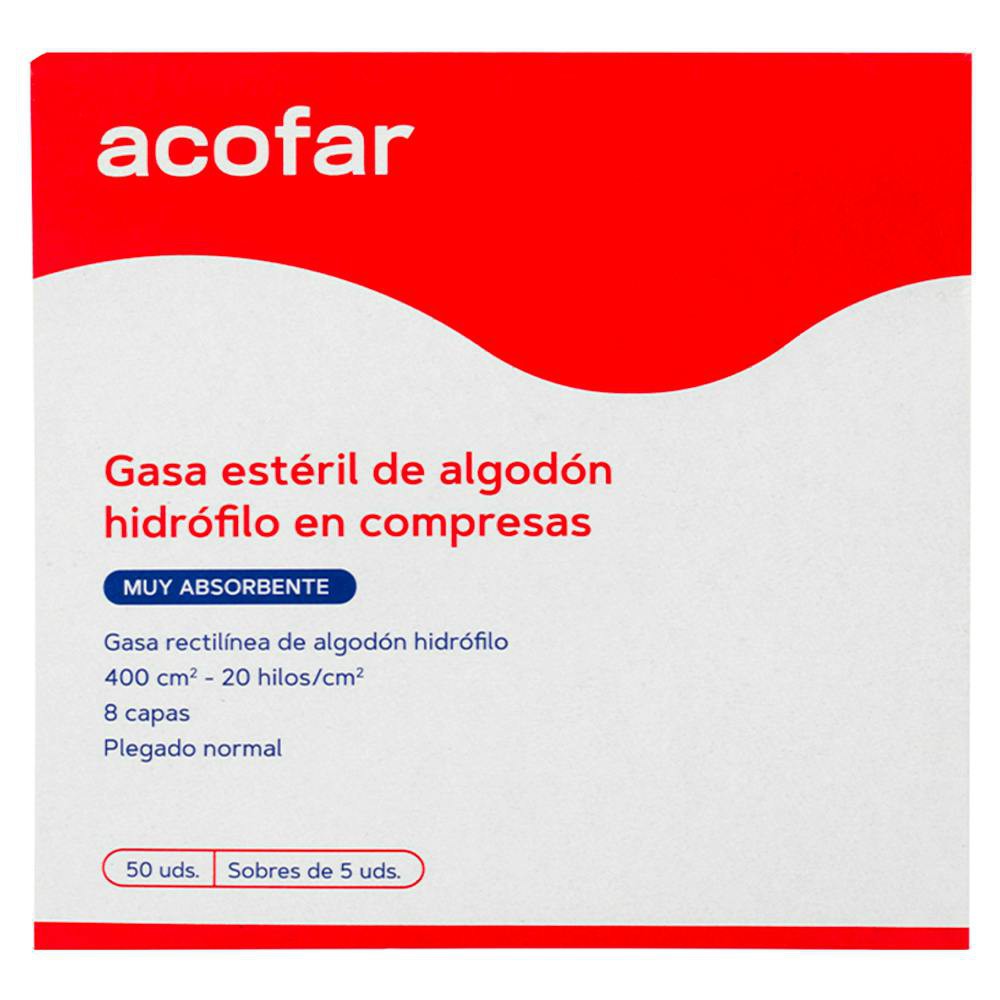 Acofar Gasa Estéril Algodón Hidrófilo Compresas...