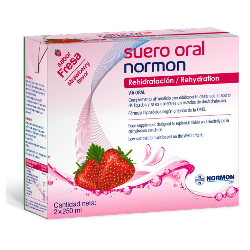Suero oral Sabor fresa. Solución oral 2 bricks...