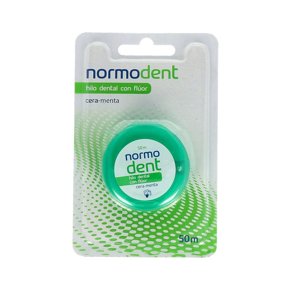 Hilo Dental Normodent Con Cera Y Fluor S/Menta 50M