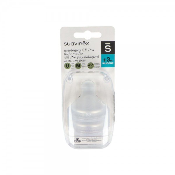 Tetina Fisiologica Suavinex Flujo M T/U Silicona +3 Meses...